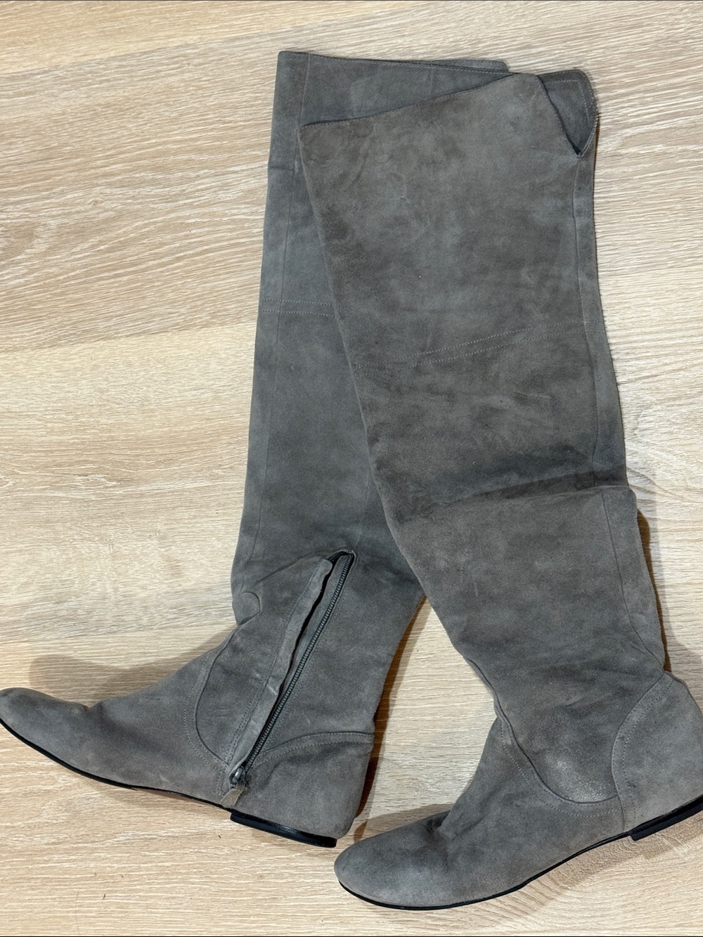 Gray Suede Over-the-Knee Boots